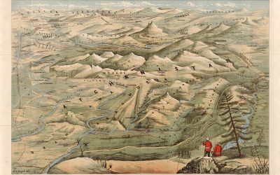 The Great Game- 1920s bird's eye map depicting the approaches to British India through Afghanistan, including then Soviet territory