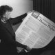 US ambassador to the UN, Eleanor Roosevelt, holding the Universal Declaration of Human Rights in 1949