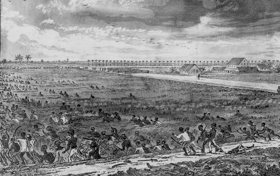Cropped image of battle during a Slave rebellion.