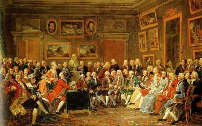 Reading of Voltaire's tragedy, Orphan of China, in the salon of Marie Thérèse Rodet Geoffrin in 1755, by Lemonnier, c. 1812