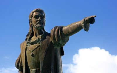 porto seguro, bahia / brazil - june 9, 2007: statue of Pedro Alvares Cabral in the city of Porto Seguro, in the south of Bahia.